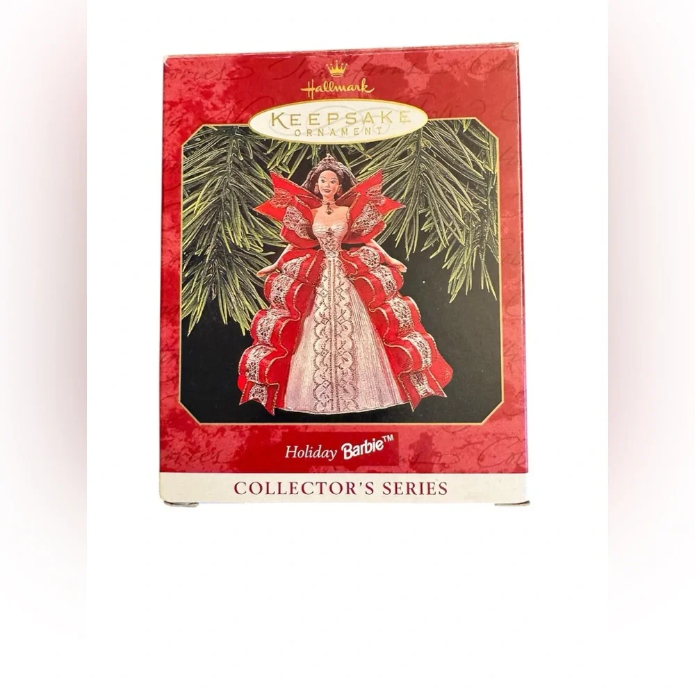 Hallmark Holiday Barbie Ornament in Red and White Gown